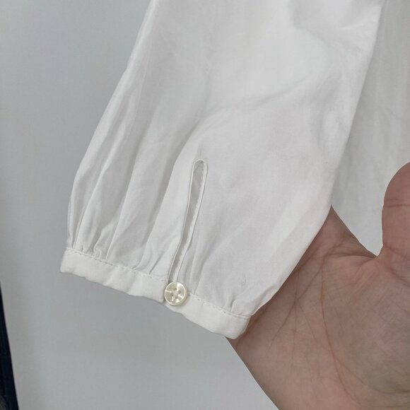 Trovata Birds of Paradis XS White Valentina Poplin V-Neck Top Ruffle Collar - Picture 12 of 16